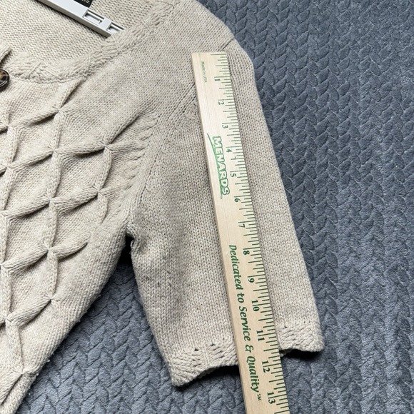 VTG Marisa Christina Button Front Cardigan Sweater M Lambswool Blend Beige Cozy‎ - Picture 7 of 7